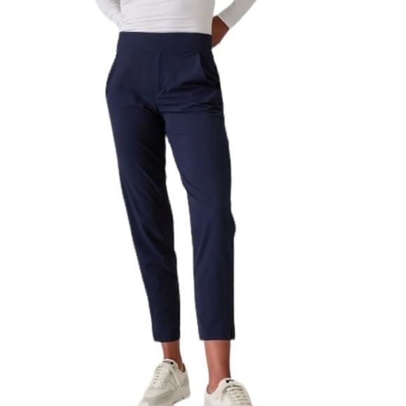 Athleta Brooklyn Mid Rise Ankle Pants Navy Blue Size 16 Style 198671 - Picture 1 of 11
